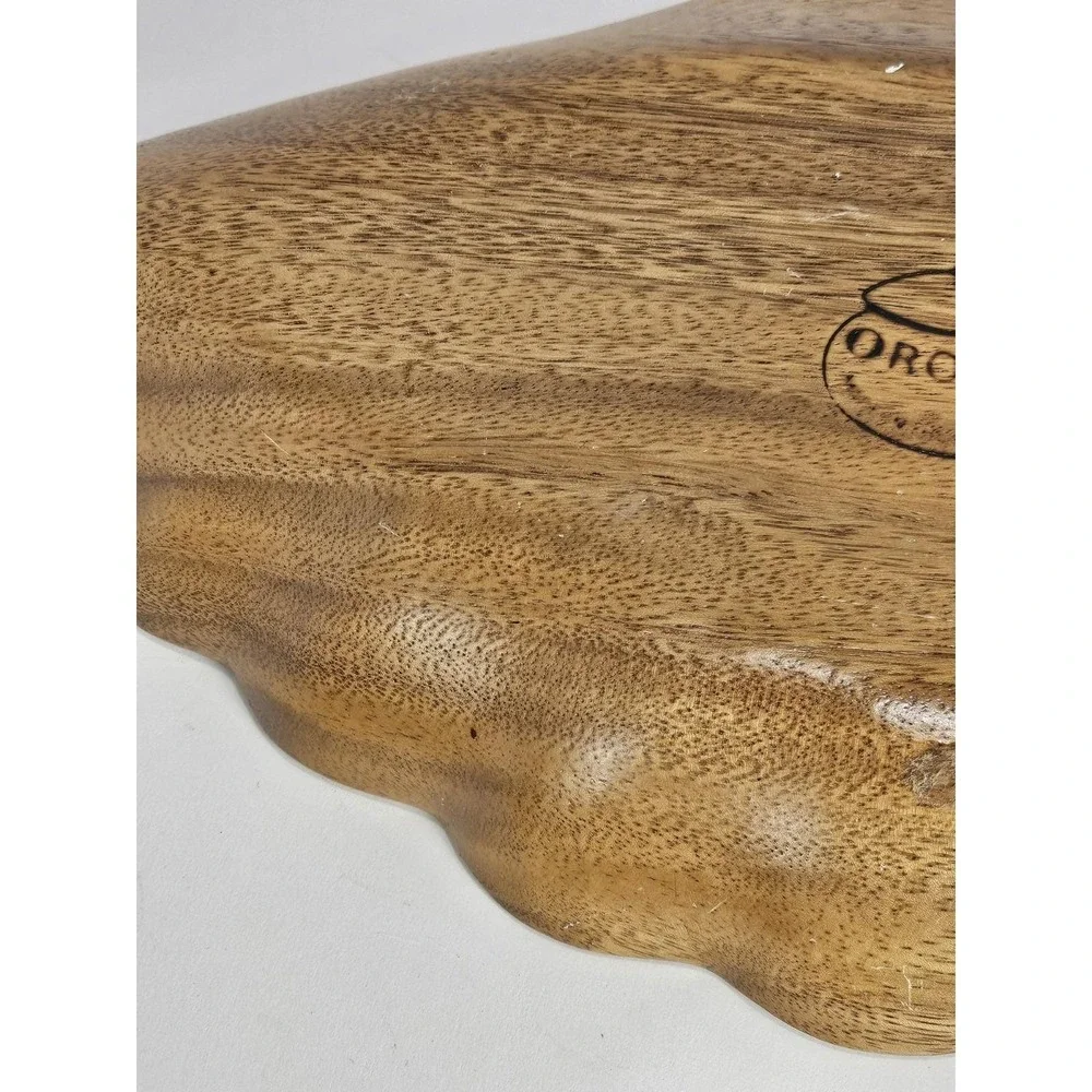 Monkey Pod Wood Bowl 13.5 Inch Scalloped Orobilt Serving Dish